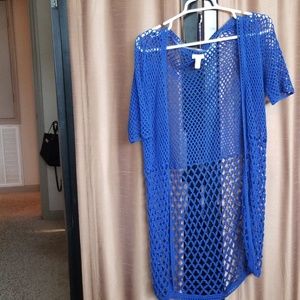 Blue Open-Weave Cardigan